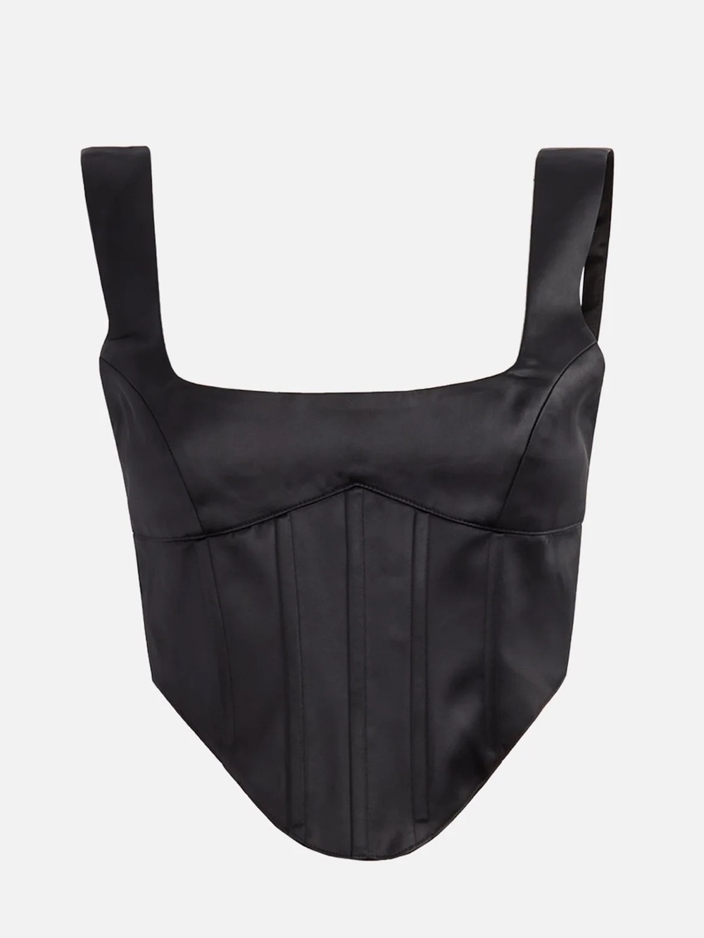Danielle Guizio Black Satin Lade Up Corset Bustier